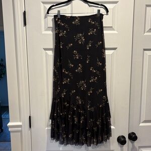 Zara Black Floral Maxi Skirt